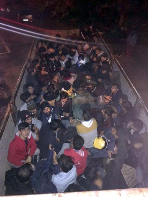 Kasada koyun var dediği kamyondan 69 kaçak göçmen çıktı!