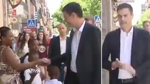 İspanya Başbakanı Sanchez’in hareketini konuşuyor! Siyahi kadınla tokalaştıktan sonra ellerini sildiği anlar kameralara yansıdı