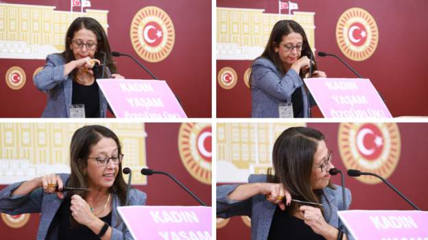 HDP İstanbul Milletvekili Oya Ersoy, erkek şiddetini protesto etmek için Meclis’te saçlarını kesti