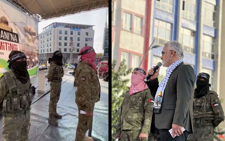 HÜDA-PAR mitinginde Hizbullah kiyafetli kişiler