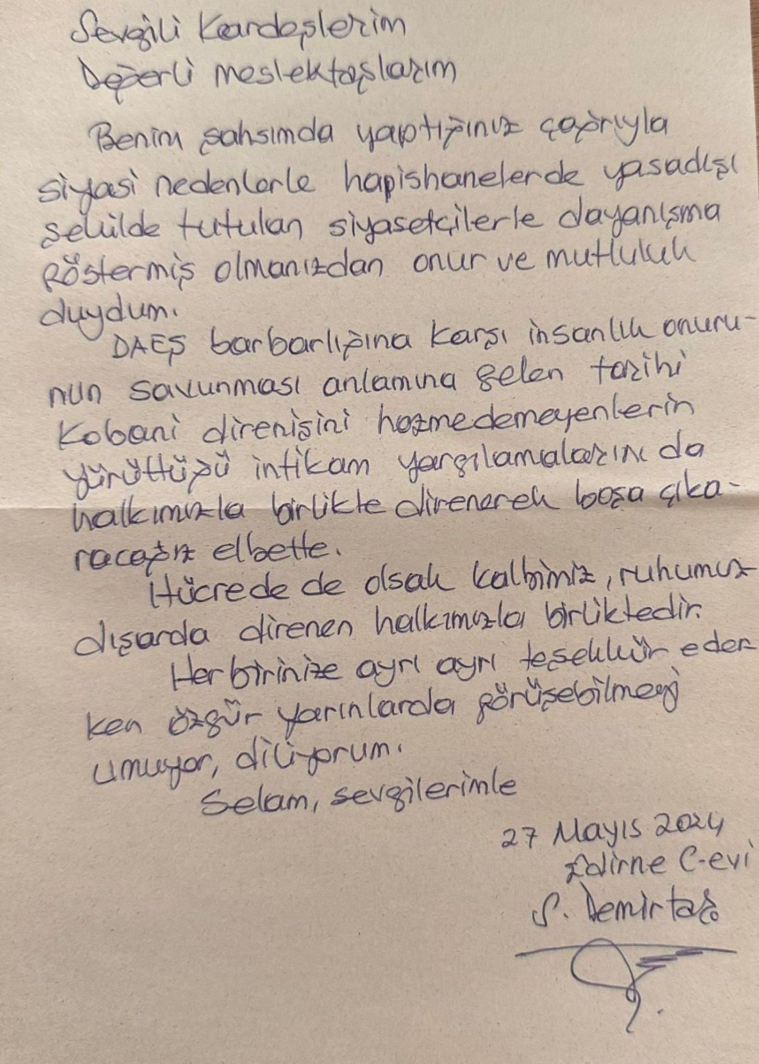 Demirtaş’tan avukatlara teşekkür